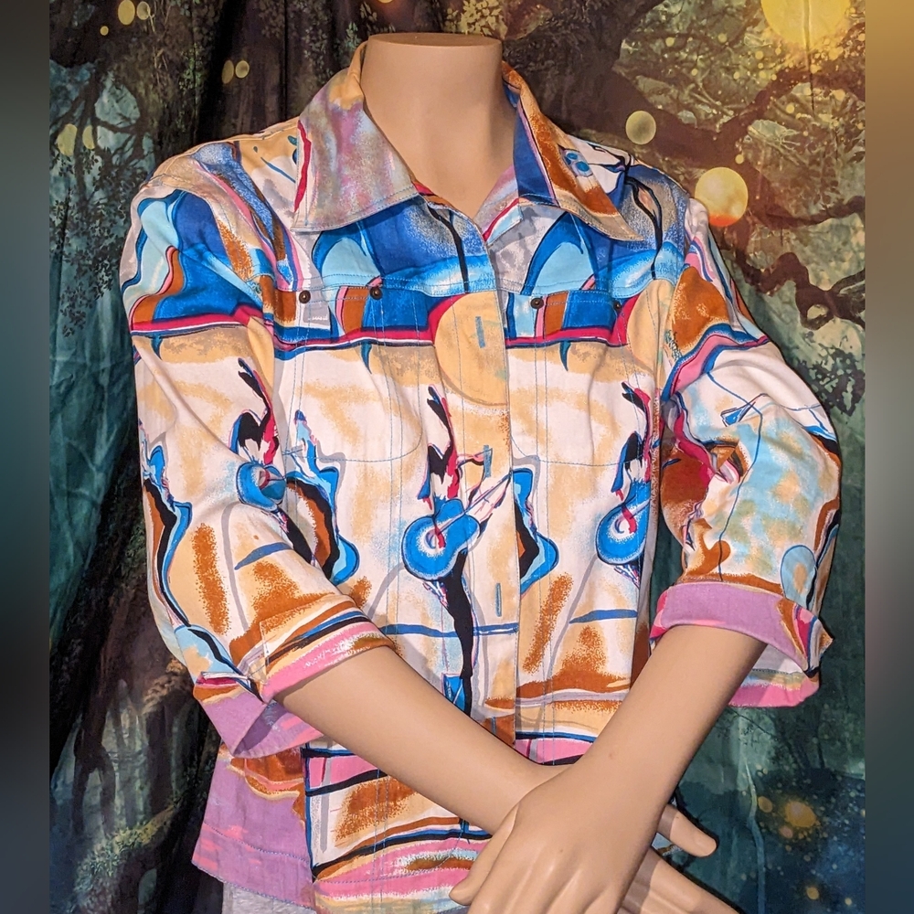 Keren Hart Jacket 3/4 Sleeves, Abstract Women Dancing, Musicians
